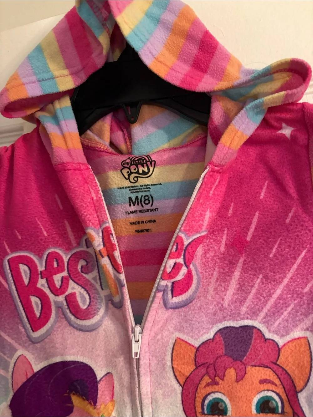 My Little Pony Pink Rainbow 'Besties' Hooded Zip-Up Onesie